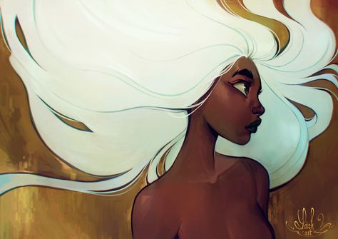 Loish: Glow in the Dark, 2014 | © Loish Art Parisien, Black Women Art, White Hair, Black Art, Character Illustration, Dark Art, The Wind, Female Art, Art Digital