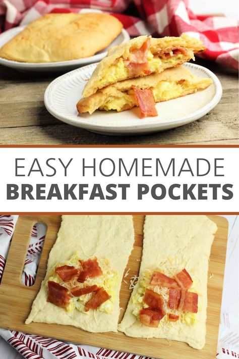 Breakfast Pockets Homemade, Homemade Breakfast Hot Pockets, Breakfast Hot Pocket, Ham And Cheese Hot Pockets, Breakfast Hot Pockets, Puff Pastry Pockets, Breakfast Pockets, Homemade Hot Pockets, Crescent Breakfast