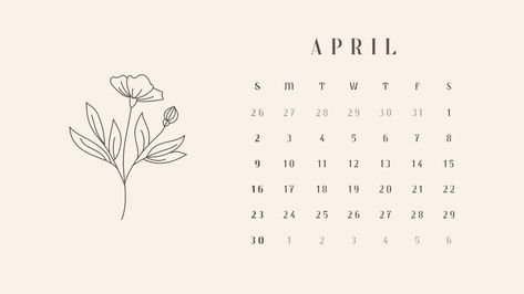 Neutral Brown Beige 2023 Feminine Printable Monthly Calendar - Templates by Canva April Calender, Ipad Decor, Widget Images, Journal Headers, Beige Aesthetics, Ipad Setup, Bullet Journal Headers, Macbook 13 Inch, Flower Calendar