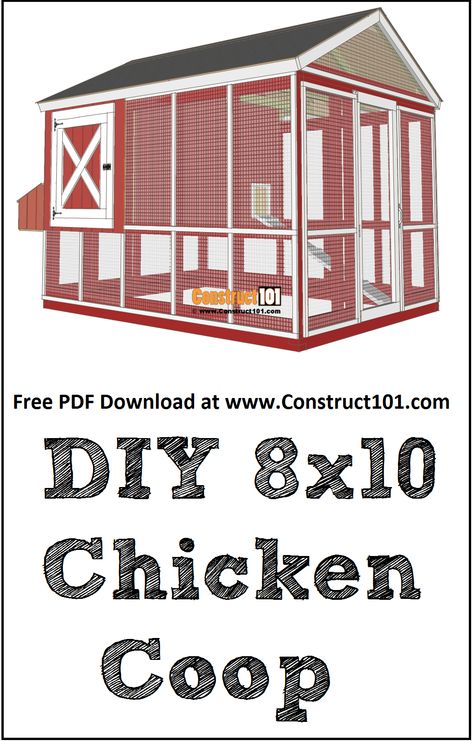 Chicken Coop Plans With Material List, 6 X 8 Chicken Coop Plans, Chicken House Blueprints, Large Coop Plans, Walk In Coop Plans, Hen House Diy How To Build, 10 X 10 Chicken Coop Plans, Diy Chicken Coop Plans Step By Step, Chicken Coop Dimensions