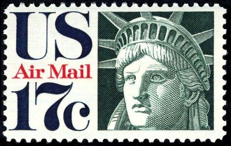 Head of Liberty, U.S. airmail stamp, 1971 issue State Of Liberty, Statue Of Liberty Drawing, Statue Of Liberty New York, Bosphorus Bridge, Usa Stamps, Liberty New York, Going Postal, New York Harbor, Stamps Collection