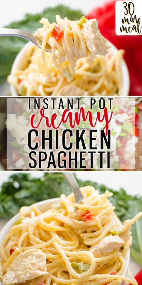 Creamy Chicken Spaghetti, Spaghetti Easy, Instant Pot Pasta, Cooking With Karli, Resep Pasta, Chicken Spaghetti Recipes, Instant Pot Pasta Recipe, 30 Minute Meals Easy, Chop Suey