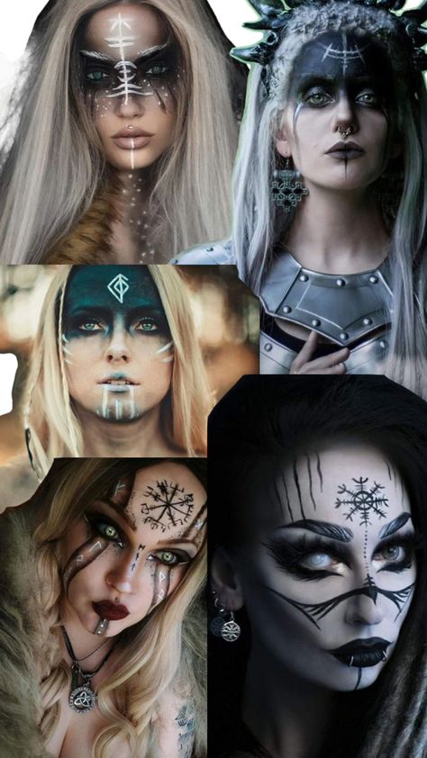 Pagan Makeup, Viking Face Paint, Warrior Makeup, Beetlejuice Halloween Costume, Viking Makeup, Vikings Halloween, Viking Warrior Woman, Halloweenský Makeup, Beetlejuice Halloween