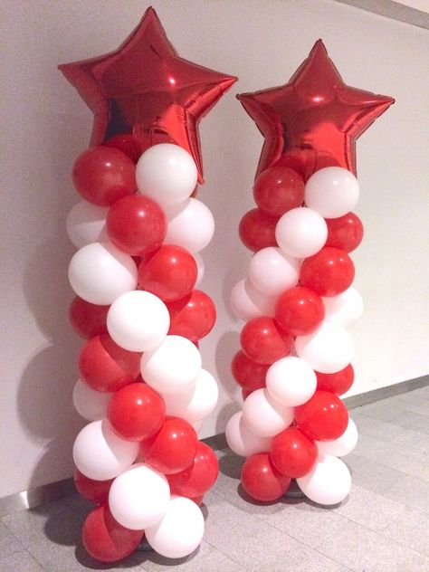 Red Balloon Arch, Arch Decoration Ideas, Ballon Column, Balloon Pillars, Balloon Arch Decorations, Balloon Tower, Deco Ballon, Prom Themes, Balloon Company