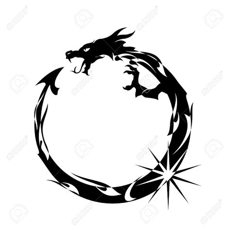 Ouroboros Illustration, Yin Yang Tattoo Design, Dragon Yin Yang Tattoo, Tattoo Design Traditional, Arte Trash Polka, Dragon Yin Yang, Dragon Tattoo Stencil, Celtic Dragon Tattoos, Band Tattoos For Men