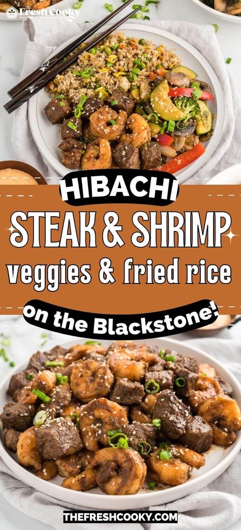 Easy Hibachi Steak, Hibachi Steak And Shrimp Recipe, Blackstone Hibachi, Easy Hibachi, Hibachi Shrimp, Hibachi Vegetables, Hibachi Steak, Beef Ideas, Hibachi Recipes