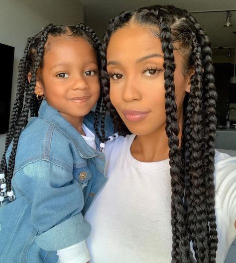 Matching mommy & daughter braids 💕 hair: @narahairbraiding @africanside Goddess Braids Hairstyles, Toddler Hairstyles Girl, Kids' Braids, Girls Braids, Hair Design, Kids Braided Hairstyles, Goddess Braids, Braids For Black Hair