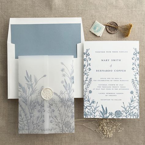 ✦ WHAT items include with purchase this listing ✦ 5pcs 1. vellum wrap 2. wax seal 3. printed invitation card 4. blank mailing envelope 5. envelope liner 6pcs 1. vellum wrap 2. wax seal 3. printed invitation card 4. blank mailing envelope 5. envelope liner 6. RSVP card 7pcs 1. vellum wrap 2. wax seal 3. printed invitation card 4. blank mailing envelope 5. envelope liner 6. RSVP card 7. blank return envelope ✦ Printing Colors may vary in between screen and physical copy ✦ There are slight differen Wedding Invitation Vellum, Garden Formal, Spring Wedding Color Palette, Vellum Wrap, Vellum Envelope, Elegant Wedding Invitation Card, Envelope Printing, English Summer, Spring Wedding Colors