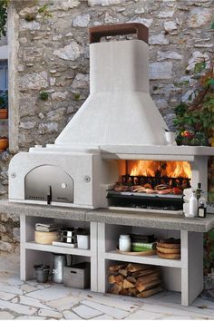 Backyard Pizza Oven, Bbq Stove, House Additions, Cooking Grill, Wood Burning Oven, Grill Area, Outdoor Oven, Wood Fired Oven, White Garden