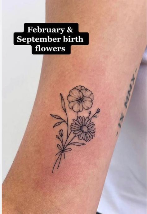 Tattoo Ideas September, Birth Flowers Tattoo, Aster Tattoo, Birth Flower Tattoo Ideas, Tattoo Tiktok, September Birth Flower, Flower Tattoo Ideas, September Flowers, Birth Flower Tattoos