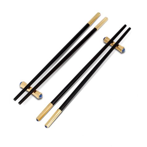 L'Objet | Zen Chopsticks + Rests - Set of 2 Pairs Chopsticks Aesthetic, Chopsticks Design, Chopsticks Rest, The Zen, Chopstick Rest, Ebony Wood, Sell Gold, Fine Porcelain, Chopsticks