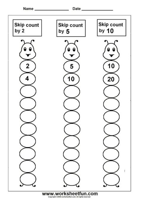 Counting By 2's 5's And 10's Worksheets Skip Counting Worksheets, Counting By 5's, First Grade Math Worksheets, Math Sheets, First Grade Worksheets, 2nd Grade Math Worksheets, 1st Grade Math Worksheets, Daily Math, Skip Counting