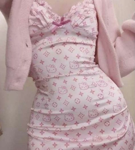 Hello Kitty Dress, Kitty Clothes, Hello Kitty Clothes, Pink Hello Kitty, Kawaii Fashion Outfits, Swaggy Outfits, Pink Outfits, Kawaii Clothes, Belle Epoque