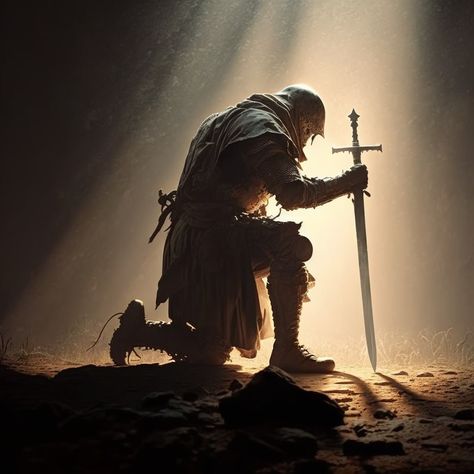 Kneeling Swordsman, Knights Kneeling, Knight Praying, Knight Kneeling, Crusader Wallpaper, Temple Knights, Roi Arthur, George Best, Dark Souls Art