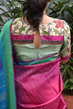 Saree 2022, Kalamkari Blouse Designs, Kalamkari Blouse, Blouse Designs High Neck, Cotton Saree Blouse Designs, Cotton Blouse Design, New Saree Blouse Designs, Latest Model Blouse Designs, Fashionable Saree Blouse Designs