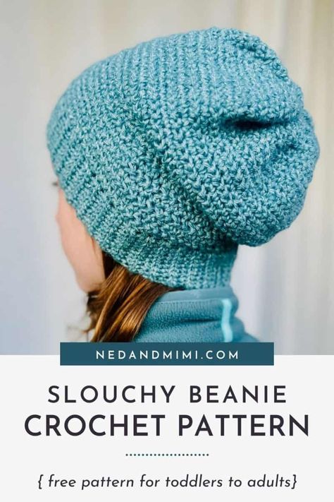 Looking for a trendy accessory that combines style and comfort? Look no further than this free slouchy beanie crochet pattern! The pattern is written for five different sizes from Toddler to Adult Large, ensuring a perfect fit for everyone. Slouchy Beanie Crochet Pattern Free, Crochet Slouchy Hat Free Pattern, Herringbone Half Double Crochet Stitch, Crochet Gift Patterns Free, Crochet Beanie Free Pattern, Herringbone Half Double Crochet, Crochet Slouchy Beanie Pattern, Crochet Hats Free Pattern Ladies, Slouchy Beanie Crochet