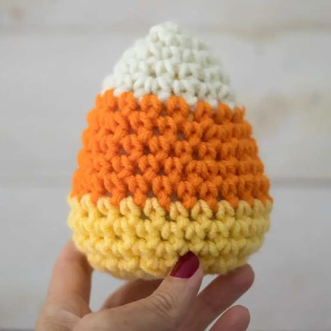 Easy Candy Corn Crochet Pattern - Crochet Candy Corn Pattern Free, Candy Corn Crochet Pattern, Candy Corn Crochet, Corn Crochet, Candy Corn Pattern, Crochet Candy Corn, Crochet Candy, Candy Corn Decorations, Easy Candy