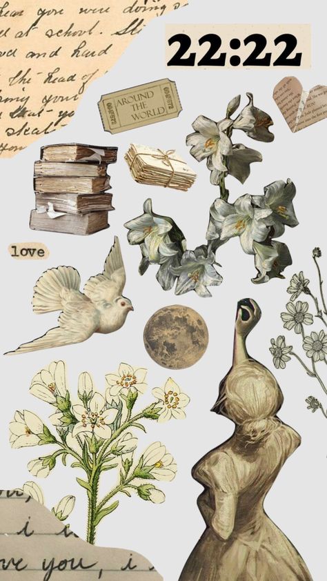 #aesthetic #oldmoneycore #vintage #angel #doves #books #flowers #old #shuffle #pinterest #wallpaper #background Old Flowers Aesthetic, Shuffle Pinterest, Angel Core Aesthetic, Vintage Aesthetic Stickers Printables, Shuffles Aesthetic, Pinterest Wallpaper, Books Flowers, Vintage Scrapbook Paper, Book Background