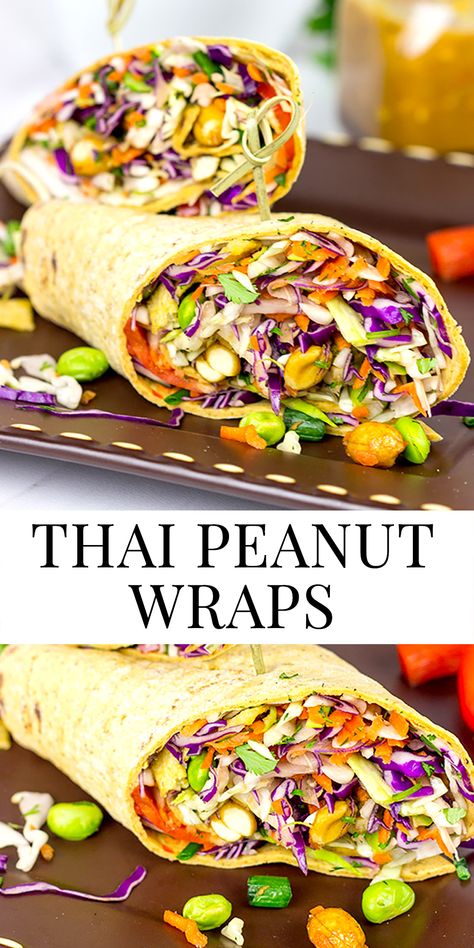 Thai Veggie Wraps, Thai Chicken Wraps Sweet Chili, Peanut Sauce Wraps, Plant Based Easy Lunch, Quick Delicious Lunch Ideas, Thai Tuna Wrap, Spicy Lunch Recipes, Hummus Wrap Recipe Lunch Ideas, Vegetarian Lunch Wrap Ideas