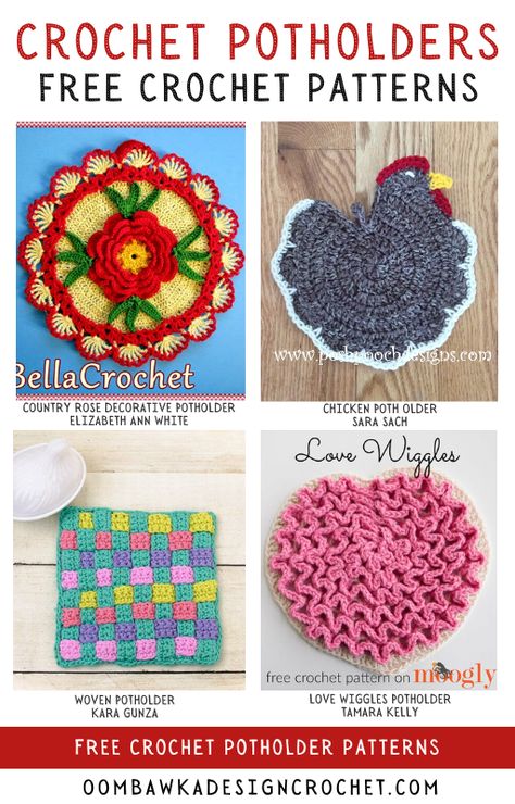 Crochet Potholder Free Pattern, Free Crochet Potholder Patterns, Crochet Pot Holders Free Pattern Easy, Crocheted Trivets Hot Pads, Pot Holders Crochet, Crochet Pot Holder, Crochet Thick Pot Holders Free Pattern, Crochet Thick Potholders, Vintage Crochet Hot Pad Patterns