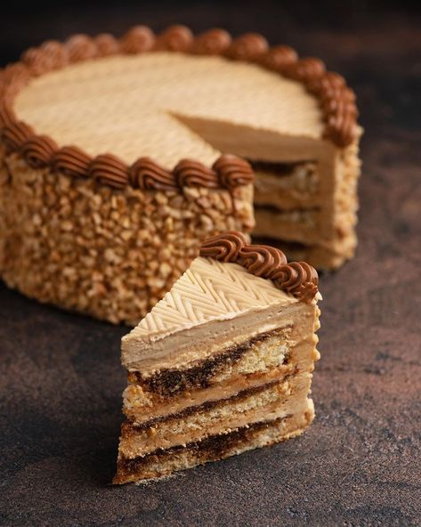 KICA Modern Pastry Academy on Instagram: “This Hot Thursday – the Champion Cake🌟! The video of Mocha cake assembling got more than 1,4 million views. No other pastry has managed…” Pastry Cake Design, Modern Pastry, Cream Filling Recipe, Genoise Sponge, Tasty Cakes, Mocha Cake, Coffee Buttercream, Tiramisu Cake, Mocha Coffee