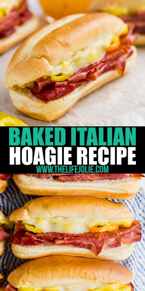 Baked Italian Sandwich, Baked Sub Sandwiches, Baked Italian Subs 12 Tomatoes, Homemade Italian Subs, Baked Hoagie Sandwiches, Hot Sub Sandwich Ideas, Hot Italian Subs Sandwich, Italian Subs Sandwich Baked, Hoggie Subs Recipe