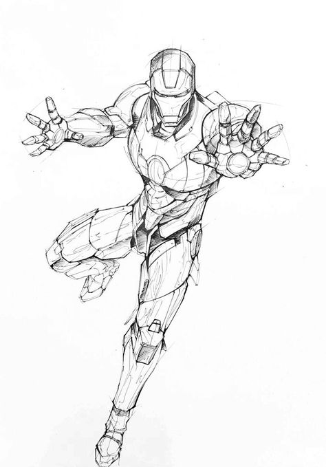 Superhero Sketches Pencil, Iron Man Poses Reference, Iron Man Silhouette, Iron Man Reference, Marvel Comics Art Sketch, Iron Man Drawing Sketches, Drawing Superheroes Sketches, Iron Man Dibujo, Ironman Drawing