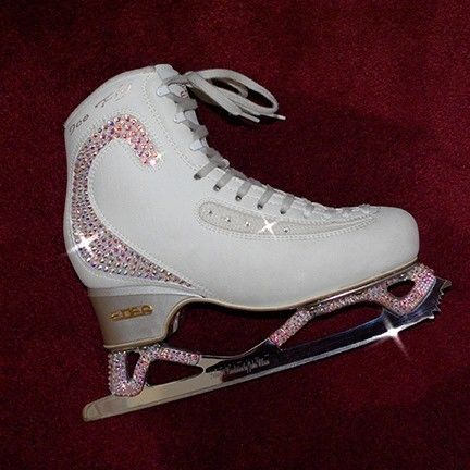 Cute Ice Skates, Figure Skates Shoes, Pink Ice Skates, Custom Ice Skates, Pretty Ice Skates, Ice Skates, Bedazzled Ice Skates, Silver Skates, Edea Figure Skates