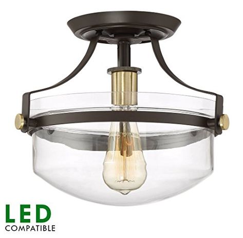 Revel Zurich 12 Modern SemiFlush Mount Ceiling Light w Glass Shade OilRubbed Bronze Finish * Click image for more details.-It is an affiliate link to Amazon. Light Fixture Covers, Semi Flush Ceiling Lights, Light Fixtures Flush Mount, Brass Lighting, Brass Decor, Brass Accents, Flush Ceiling Lights, Semi Flush Mount, Flush Mount Lighting