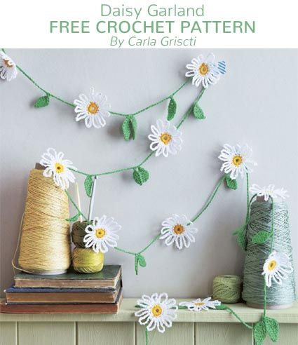 Daisy Garland, Crochet Bunting, Crochet Garland, Quiet Room, Crochet Daisy, Crochet Decoration, Crochet Flower Patterns, Crochet Diy, Daisy Chain