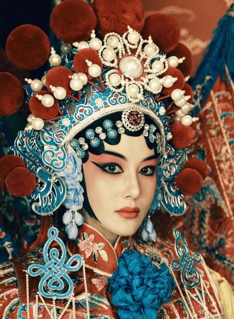 Chinese Opera Makeup, Chinese Opera Costume, Chinese Opera Mask, Opera Mask, Chinese Opera, Abstract Graphic Design, Kuan Yin, Abstract Tattoo, Editorial Makeup