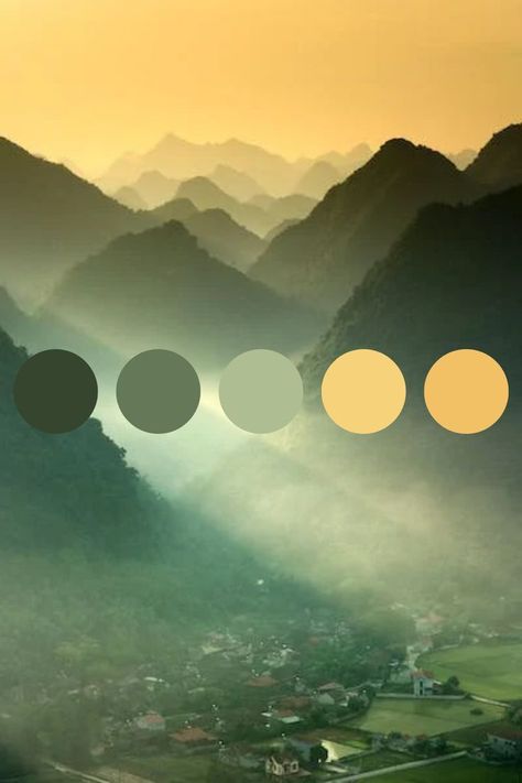 colorpalette green yellow scenery color palette amazingview hues greenmountain mountaincolor Forest Green Yellow Color Palette, Green Yellow And Brown Color Palette, Golden Green Color Palette, Green Pallette Aesthetic, Yellow Aesthetic Color Palettes, Green Yellow Tan Color Palette, Green Sunset Color Palette, Yellow And Cream Color Palette, Yellow Black Colour Palette