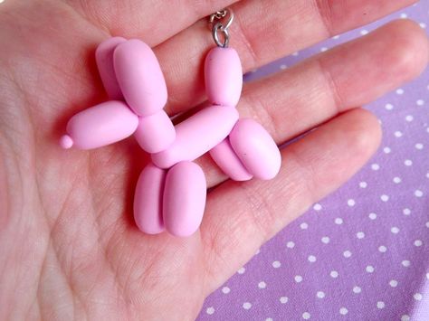 Mickey Mouse Ice Cream, Crea Fimo, Clay Necklaces, Polymer Clay Stud Earrings, Clay Crafts For Kids, Clay Stud Earrings, Dog Earrings, Dog Necklace, Balloon Dog