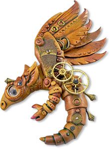 Friesen’s polymer and steampunk | Polymer Clay Daily Christi Friesen, Polymer Clay Steampunk, Steampunk Dragon, Polymer Clay Dragon, Clay Dragon, Polymer Clay Animals, Polymer Crafts, Steampunk Style, Steampunk Design