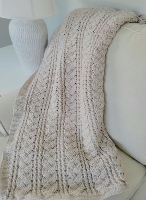 The Cable Throw Free Crochet Pattern Crochet Cable Blanket, Cable Blanket, Cables Blanket, Throw Crochet, Crochet Blanket Pattern Easy, Back Post Double Crochet, Front Post Double Crochet, Easy Crochet Blanket, Crochet Cable