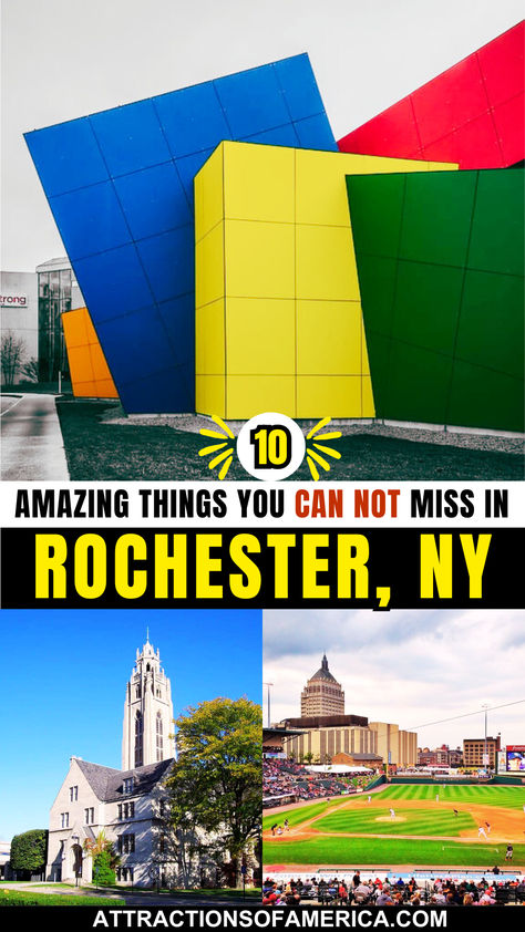 10 amazing things you can not miss in Rochester, NY. Places To Visit In New York, New York Places To Visit, Things To Do In Rochester Ny, Rochester Ny Food, New York Attractions Map, Nyc Tourist Attractions, New York Tourist Attractions, Best Universities, State Capital