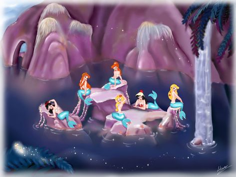 Mermaid Lagoon by lulemee.deviantart.com on @DeviantArt Peter Pan Mermaid Lagoon, Peter Pan Mermaids, Tattoo Disney, Peter Pan And Tinkerbell, Disney Fanart, Mermaid Lagoon, Images Disney, Mermaid Pictures, Trendy Tattoo