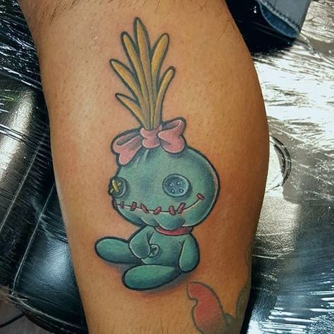 Stitch And Scrump Tattoo, Matching Stitch Tattoos, Scrump Tattoo, Stitch And Scrump, Ohana Tattoo, Cupcake Tattoos, Disney Sleeve, Stitch Tattoo, Tattoo Lettering Styles