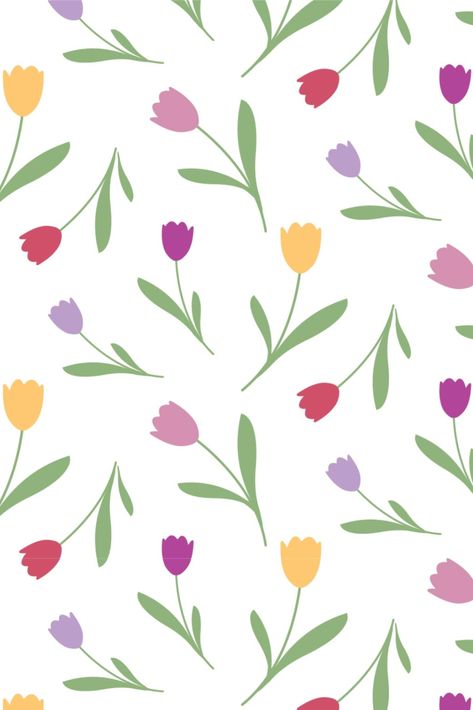 A simple vector #tulip flower #illustration turned into a #pattern. Flower Print Design Patterns, Tulip Vector Illustration, Tulip Illustration Cute, Spring Flower Pattern, Spring Flower Illustration, Tulips Wallpaper Drawing, Tulip Illustration Simple, Simple Designs To Paint, Flowers Pattern Illustration