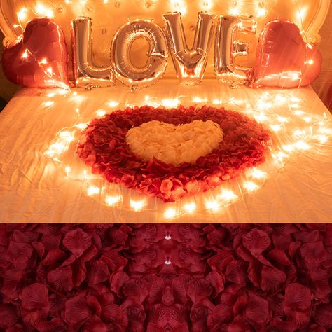 Fake Rose Petals, Romantic Room Surprise, Rose Petal Bath, Flower Road, Romantic Room, Red Rose Petals, Valentines Roses, Healthy Routine, Romantic Night