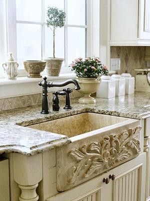 The Cottage Market: 30 Fabulous Farmhouse Sinks... =) like granite edge French Country Kitchen Designs, Country Kitchen Designs, French Country Kitchens, Country Dining, Tuscan Kitchen, Dream Kitchens Design, Stone Kitchen, French Country Kitchen, Country French