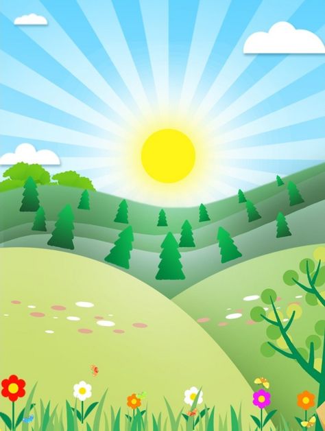 Sun Cartoon Images, Sunny Day Cartoon, Cartoon Sunrise, Sunrise Illustration, Sun Cartoon, Sunrise Drawing, Sunny Images, Sun Pictures, Sunrise Background