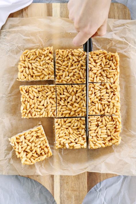 Rice Puff Recipes, Rice Crispy Treats Recipe, Rice Treats, Butter Honey, Crispy Rice, Puffed Rice, Cereal Bars, Honey Nut, Rice Crispy Treats