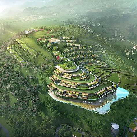 InterContinental Sapa Resort, Holiday Inn Resort Sapa open in 2021 Resort Design Plan Architecture, Mountain Resort Design, Mountain Resort Architecture, Site Layout Plan, Site Development Plan, Social Housing Architecture, Resort Design Plan, Resort Plan, Urban Design Plan