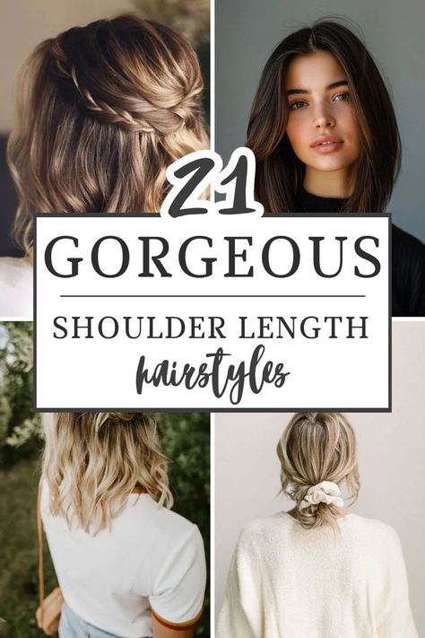 Shoulderlength hairstyles that are perfect for... Medium Down Hairstyles, Medium Hairstyles For Bridesmaids, Half Up Hairstyles For Medium Length, Medium Updo Hairstyles Bridesmaid, Styles For Shoulder Length Curly Hair, Cute Hairstyles For Layered Hair Medium, Wedding Hairstyle Shoulder Length Hair, Bridesmaids Hair Simple, What To Do With Shoulder Length Hair