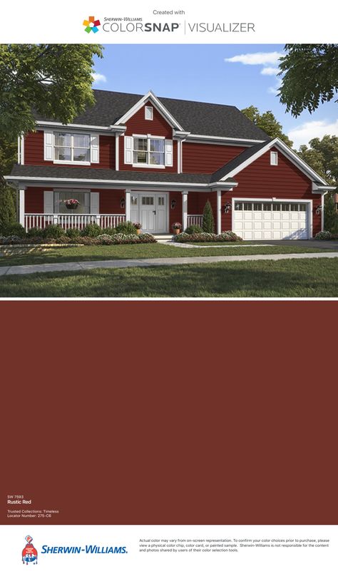 Maroon Exterior House Paint, Burgundy Exterior House Colors, Maroon House Exterior, Red Siding House Exterior, Farmhouse Upgrades, Red Exterior House Colors, Red House Exterior, Brown House Exterior, Vino Color