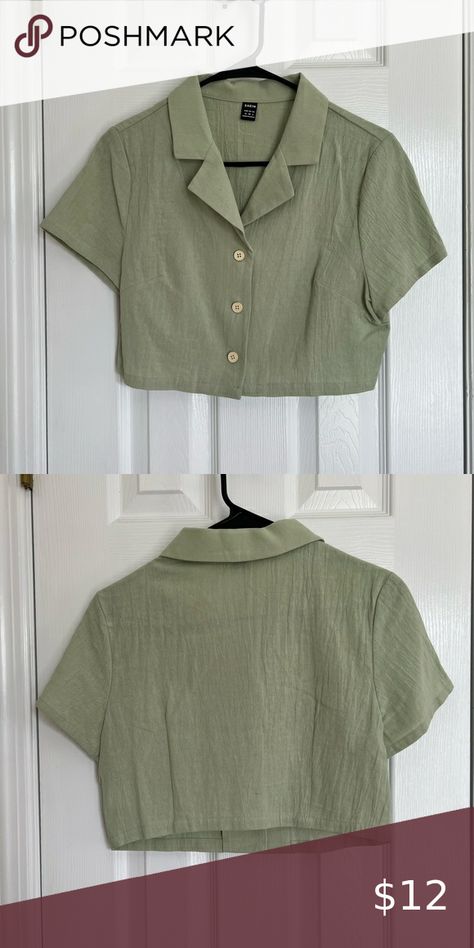 Sage crop top Shein Tops, Green Tops, Fashion Ideas, Sage Green, Crop Top, Crop Tops, Outfit Inspo, Plus Fashion, Green