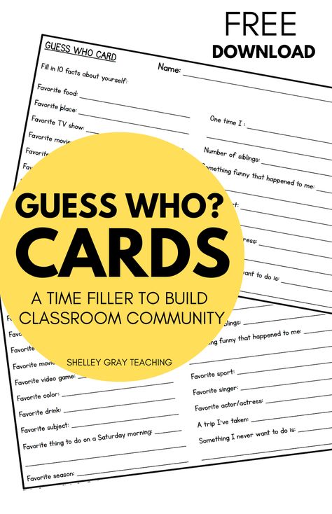 Guess Who Classroom Display, Guess Who Classroom Game, Guess Who Activity For Students, Guess Who Game, All About Me Questions, Time Filler Activities, Student Games, Teaching Math Elementary, Teacher Bulletin Boards