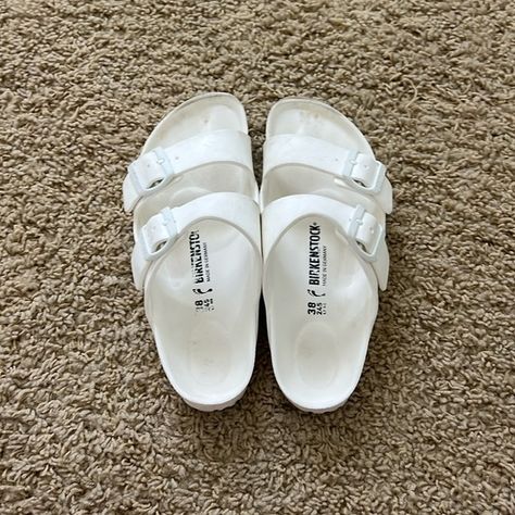 white rubber arizona birkenstock sandals Arizona Birkenstock, Birkenstock Sandals, Birkenstock Shoes, Birkenstock, Arizona, Sandals, Fashion Trends, Closet, Fashion Tips