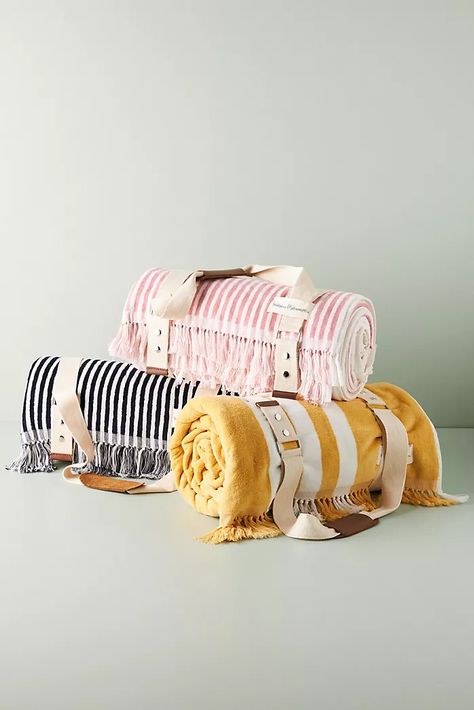 Beach Towels | Anthropologie Californian Aesthetic, London Picnic, Luxury Beach Towels, Aesthetic Business, Beach Towel Set, Beach Necessities, Design Assistant, Striped Beach Towel, Beach Gear